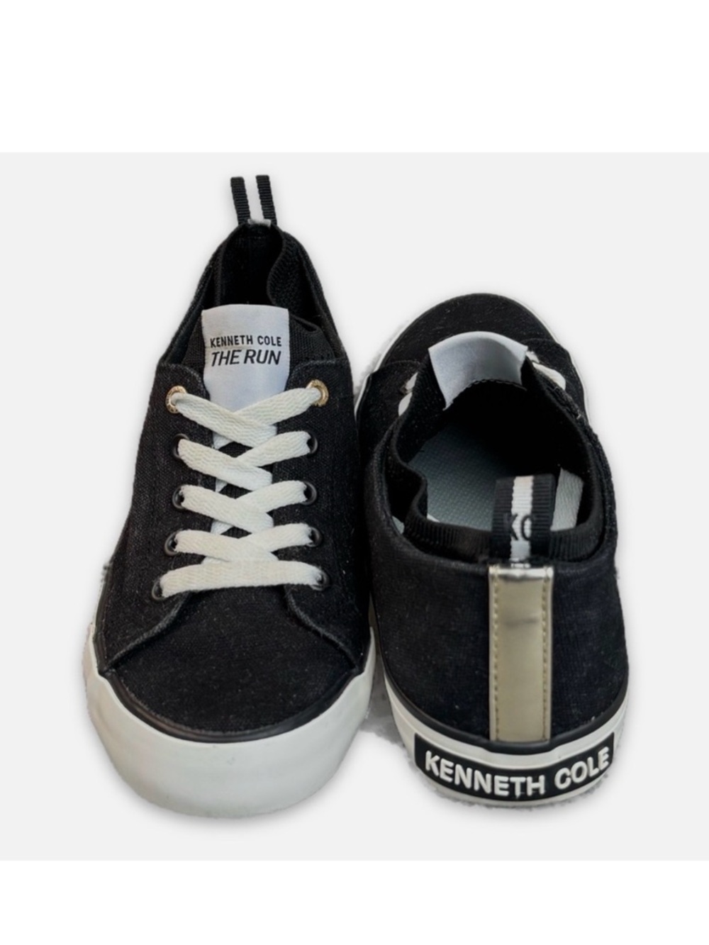 Kenneth Cole Sneakers Woman’s 7.5 Black The Run Canvas Lace-up Shoes Cushioned